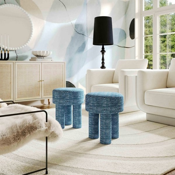 Furniture Edit Claire Teal Knubby Stool