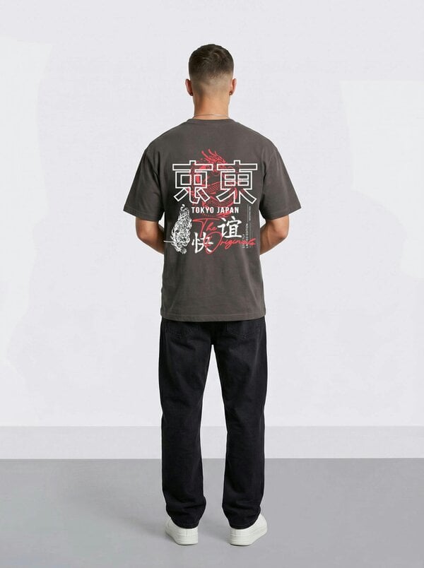 London Attitude Tokyo Dragon Premium Organic Cotton Relaxed Fit T-Shirt