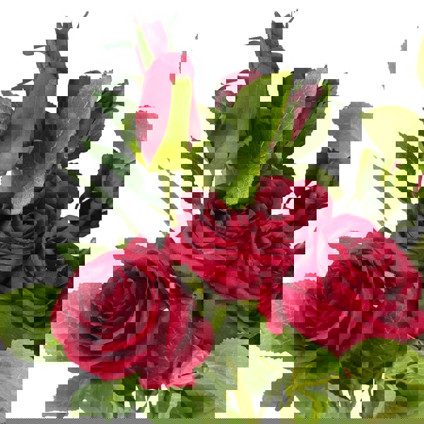 Leaf Pack of 6 x 60cm Artificial Red Rose Flower