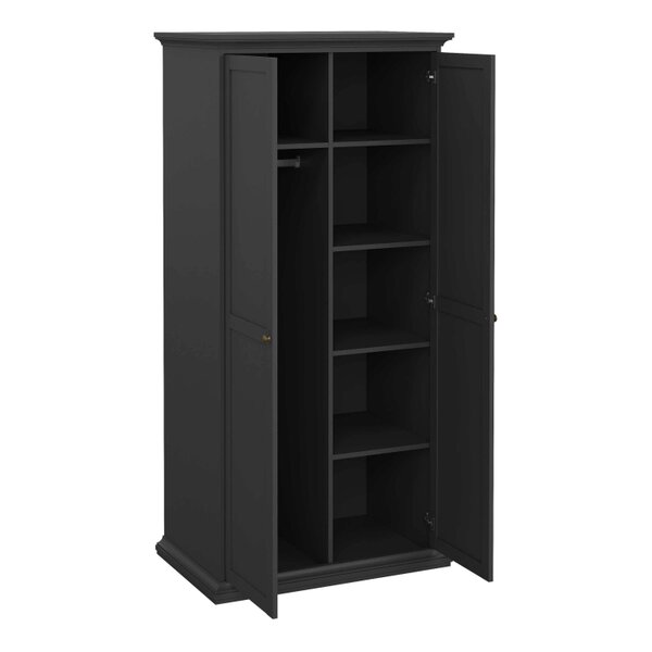 Wyld Haus Osaka Farmhouse Dark Grey Wooden Wardrobe 2 Doors