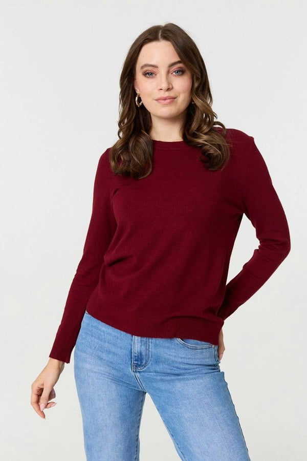 Red | Plain Soft Knit Long Sleeve Jumper
