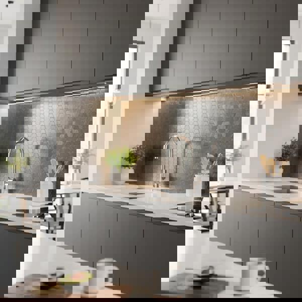 Panel Haus Self Adhesive Wall Tiles - Mini Hexagon Black 30cm x 30cm (10 pack)