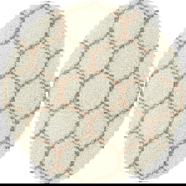 Trellis Design Thick Shaggy Area Rugs Ivory Beige