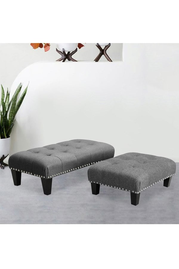 Living and Home Linen Upholstered Footstool