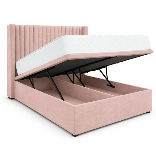 Great British Beds Toronto Winged Divan Ottoman Bed - Pink Plush