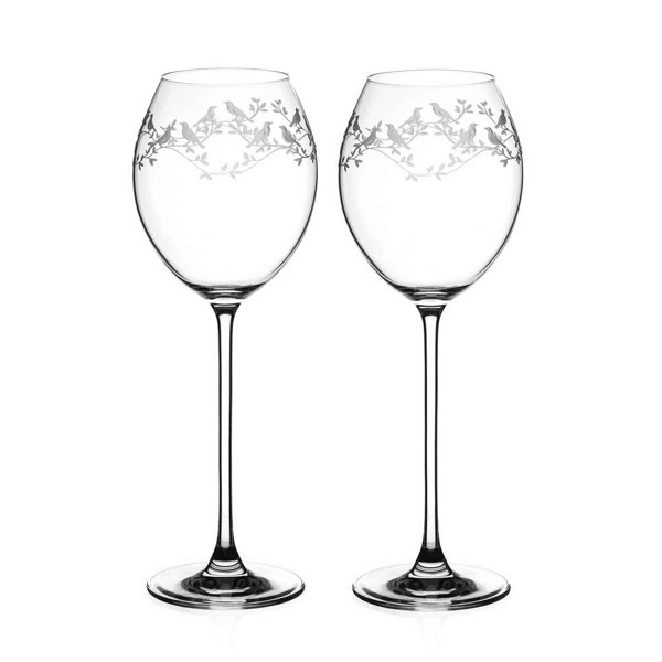 Diamante Birdsong Crystal White Wine Glasses - Set of 2