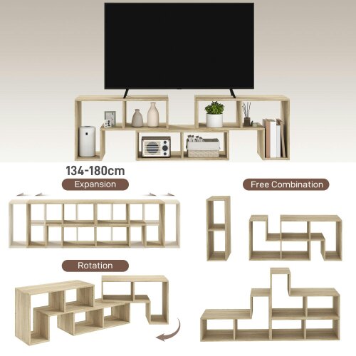 Wyld Haus Tota 134cm Natural Wood Effect 3 Block Modular TV Stand