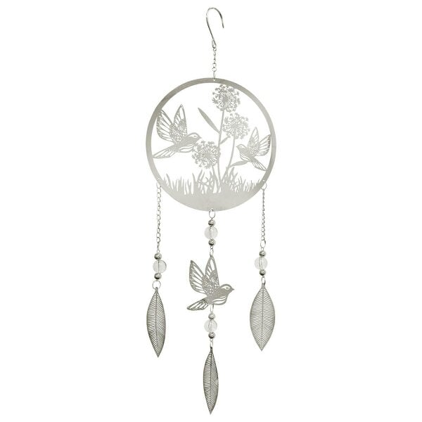EDH Door Hardware Bird Stainless Steel Hanging Dreamcatcher – 59cm x 18cm | Elegant Metal Wind Spinner for Indoor & Outdoor Décor