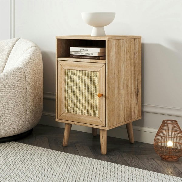 Swish Furniture Willow Rattan 1 Door Bedside Table