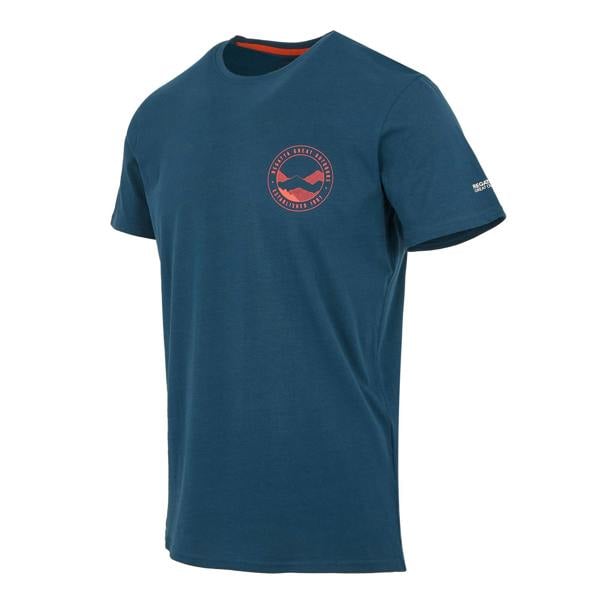 Regatta Mens Breezed V Mountain Back Print T-Shirt - Moonlight Denim - 
