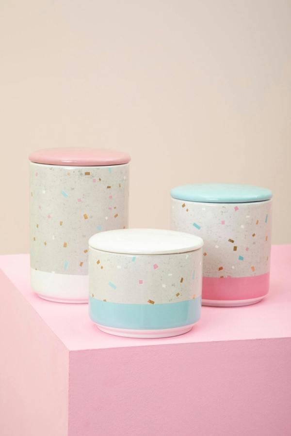 Interiors by Premier Lozica Small Fine Earthenware Grey Blue Storage Canister