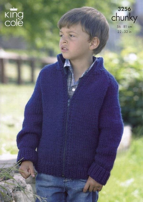 King Cole Big Value Knitting Pattern 3256, Jackets, Cardigans for Kids, 22 - 32 Inches - Easy