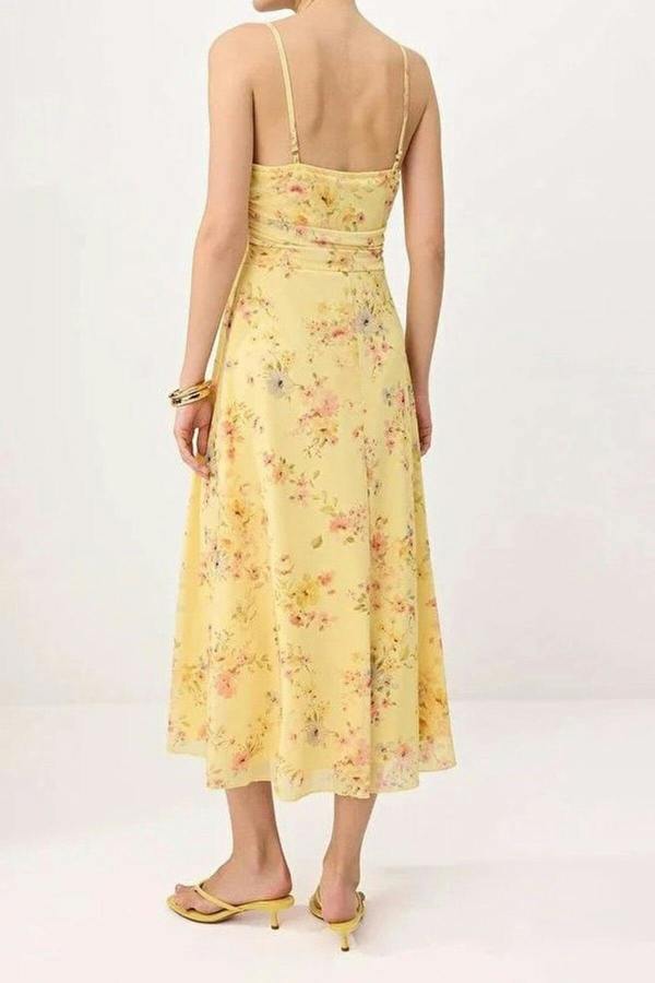 WOVCOR A-Line Pool Neck Thin Strap Tulle Knit Dress