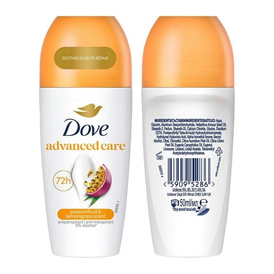 Dove Roll On Go Fresh Passion Fruit 72H Lasting Women's Antiperspirant 50ml,18pk