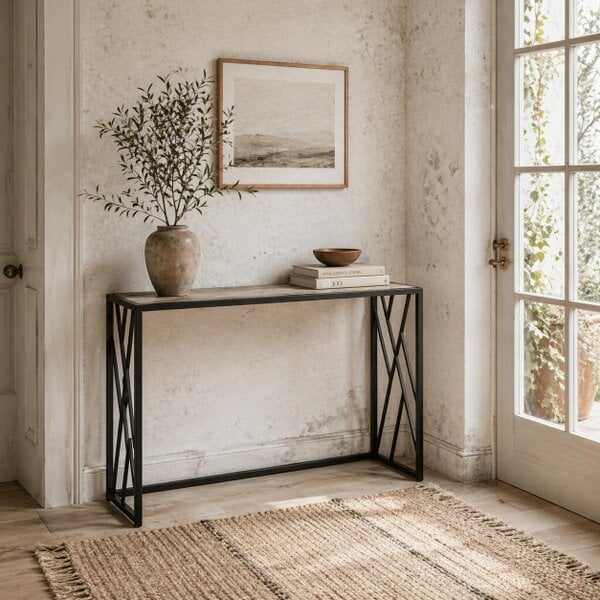 Wyld Haus Toli 120cm Metal And Wooden Grey Industrial Console Table