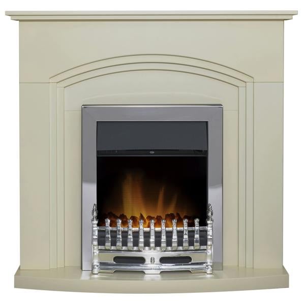 Adam Truro Fireplace in Cream with Blenheim Electric Fire in Chrome,  41 Inch
