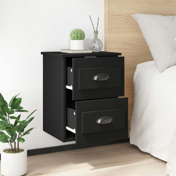 Berkfield Wall-mounted Bedside Cabinets 2 pcs Black 41.5x36x53cm