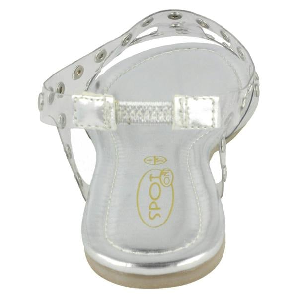 Spot On Ladies Spot On Flat Studded Jelly Sandal