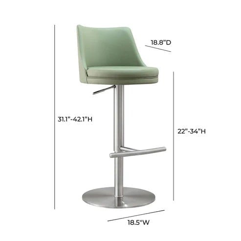 Furniture Edit Reagan Sea Foam Green and Silver Adjustable Bar Stool