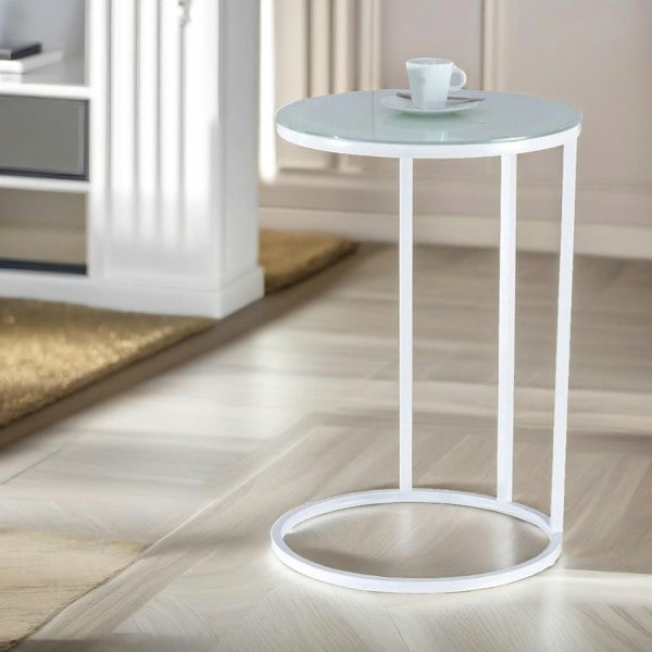 Rafaelo Mobilia Round C Shaped Side Table White