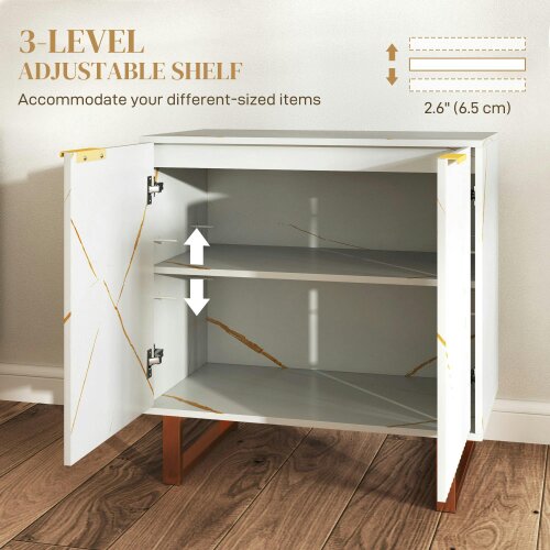 Wyld Haus Redi Sora White And Gold Elegant Sideboard With Ribbed Finish