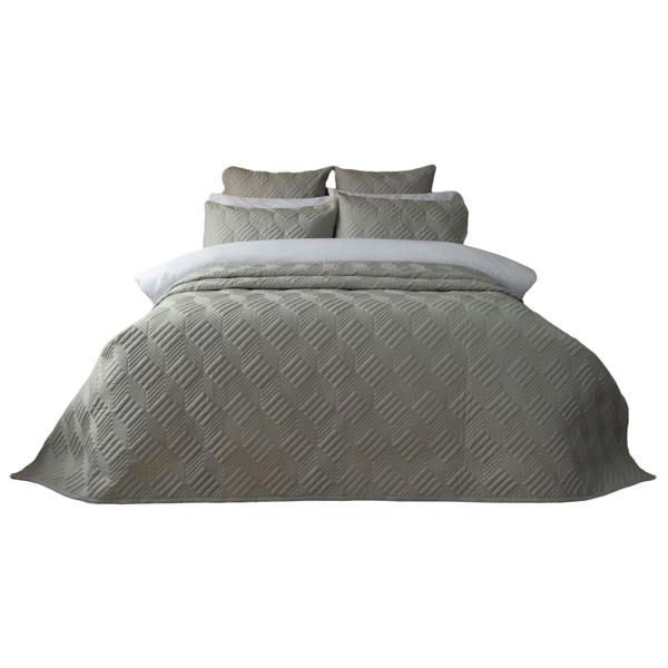 Belledorm Lisbon Chevron Bedspread - Soft Grey - 
