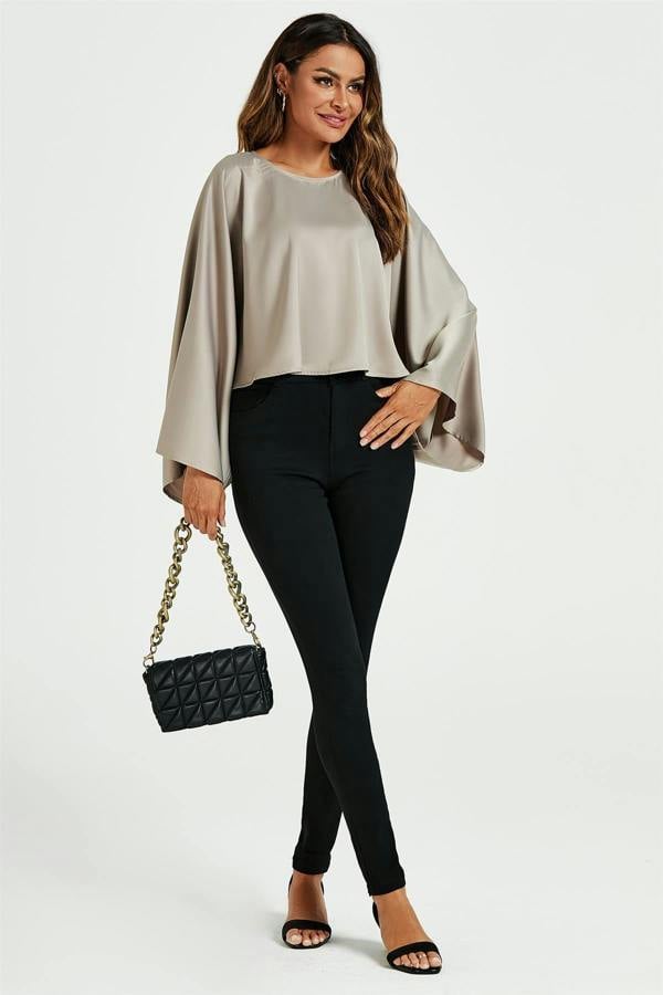 FS Collection Satin Loose-Fit Crop Top In Mink