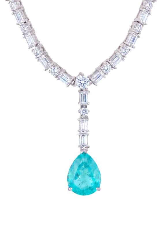 Latelita Claudette Statement Necklace Silver Paraiba Tourmaline