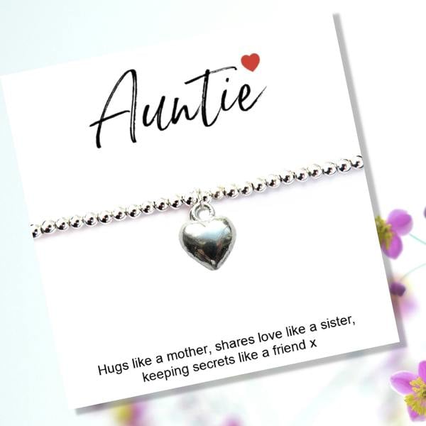 Aye Do Gifts Auntie Gift Card with Heart Charm Bracelet & Gifts Card