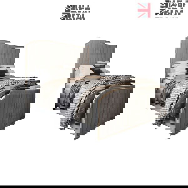 Casa Magna Brixton Upholstered Soft Velvet Metal Bed Frame - Grey