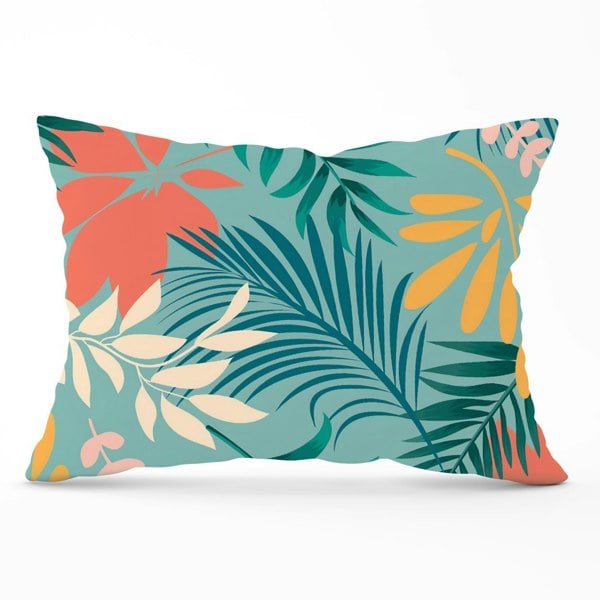 Warren Reed Abstract Bright Colorful Tropical Leaves Cushions