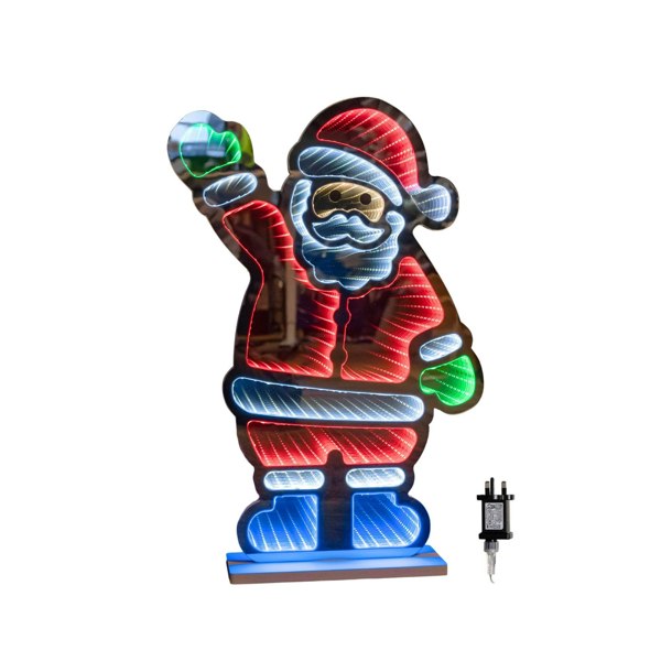 Samuel Alexander 60cm Light up Waving Santa Christmas Infinity Decoration with Multi-Coloured LEDs