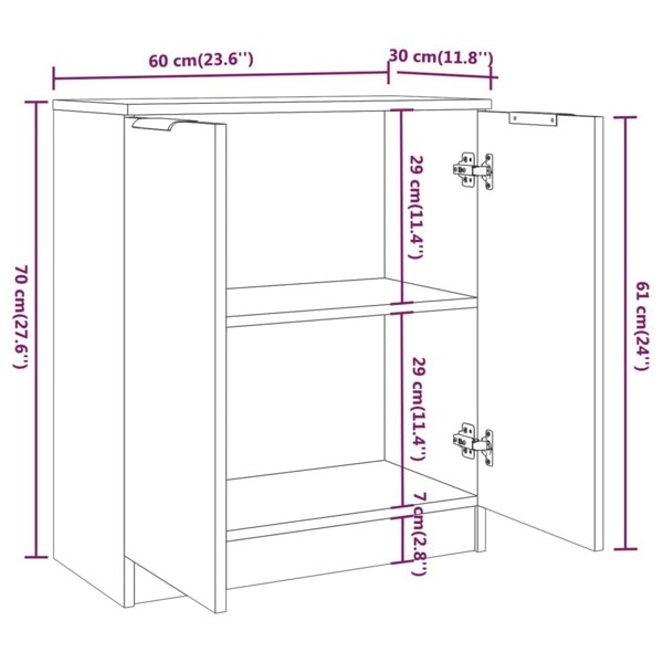Berkfield Sideboard Smoked Oak 60x30x70 cm Engineered Wood