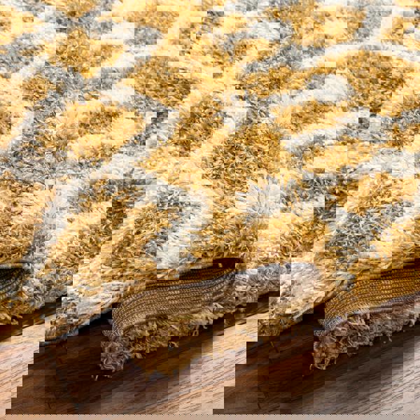 Livabliss Urban Shag-Geometric Camel Ivory Soft Plush Pile Rug