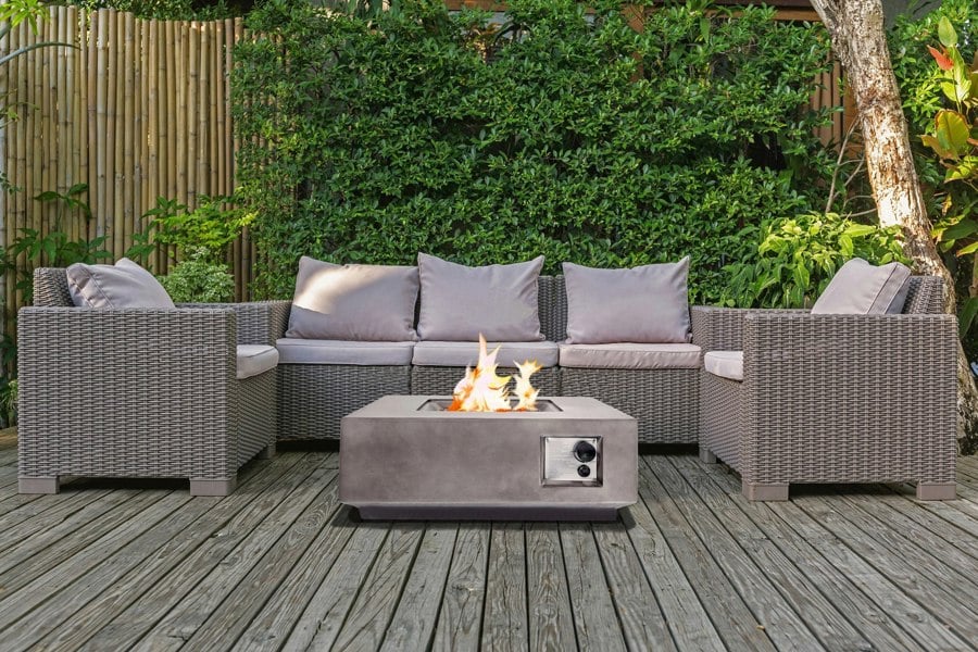 MDA Designs Loki Light Grey Lavish Garden & Patio Gas Fire Pit with Eco-Stone Finish