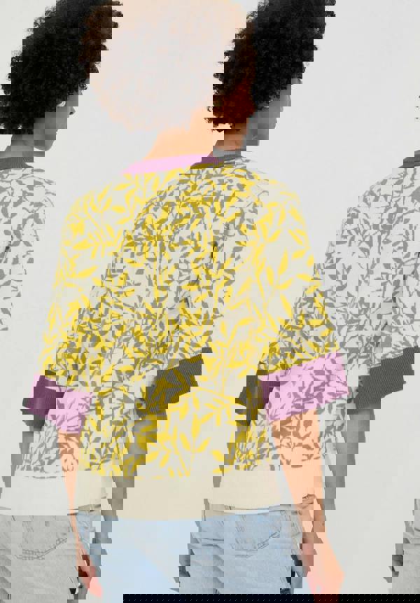 Daffodil Slouchy Leaf Print Knitted T-shirt In Multi - image 5