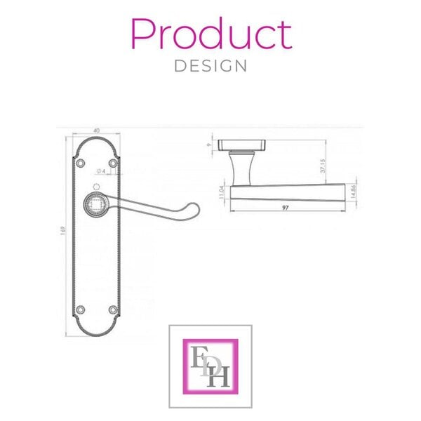 EDH Door Hardware Polished Chrome Victorian Scroll Door Handles on Shaped Backplate – 170mm x 40mm + Tubular Latch