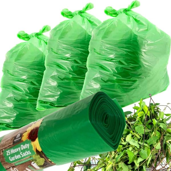 Green 60L Garden Waste Bags Multipurpose Bin Liners
