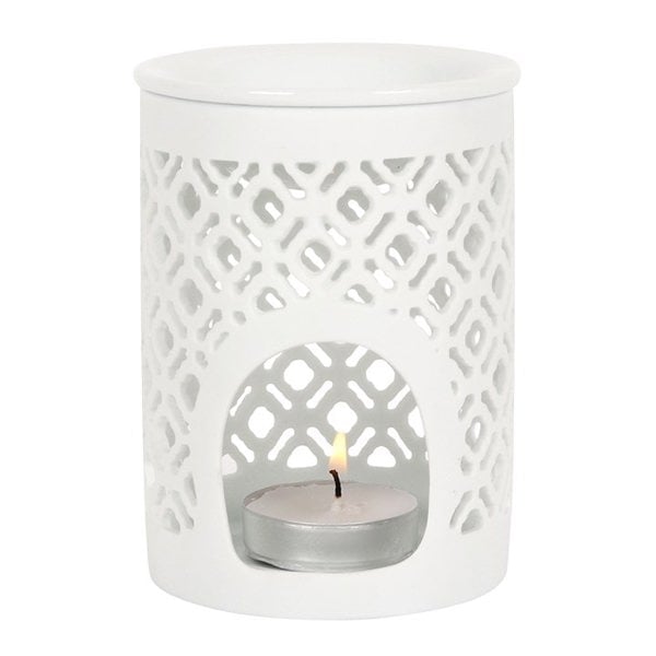 Serano White Matte Lattice Cut Oil Burner