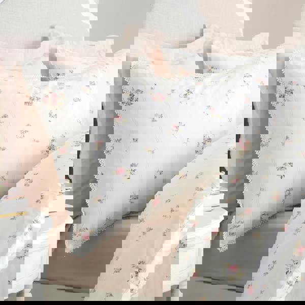 Bianca Vintage Rosebud Lace 200 Thread Count Cotton Reversible Duvet Cover Set Cream