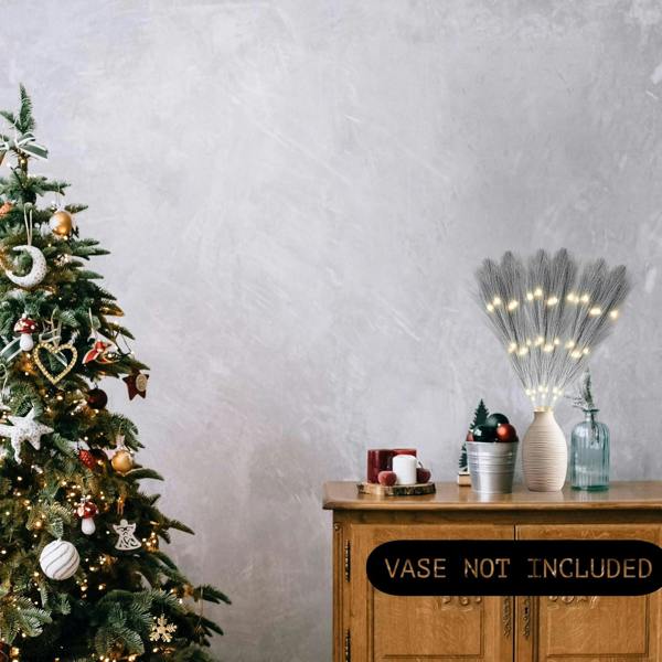 45cm to 100cm Prelit Grey Pampas Grass with Warm White LEDs, Battery Operated Indoor Decoration image 3