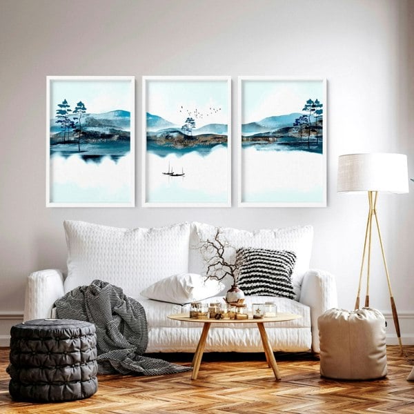 Wall art in sets of 3 for living room decor