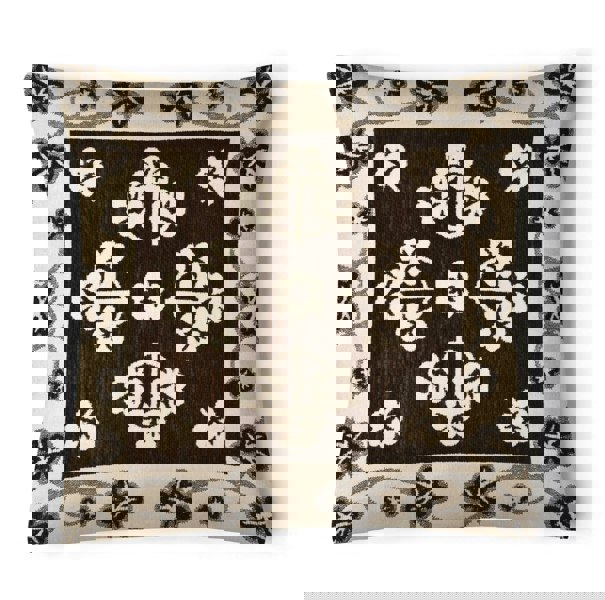 Velosso Chenille Floral Woven Detail Cushion - 43cm x 43cm