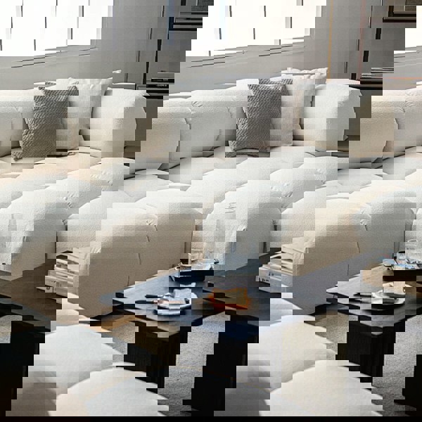 Lysander Velvet Module Three Seater, Four Seater, Five Seater Sofa, Corner Sofa, White-Weilai Concept-Weilai Concept