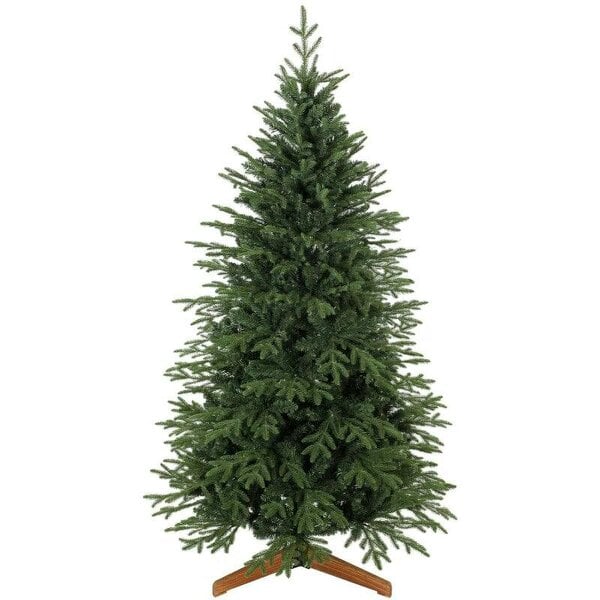 Bobobiy 180 cm Artificial Christmas Tree Full Hinged Xmas Tree Solid Pine Wood Stand, Green