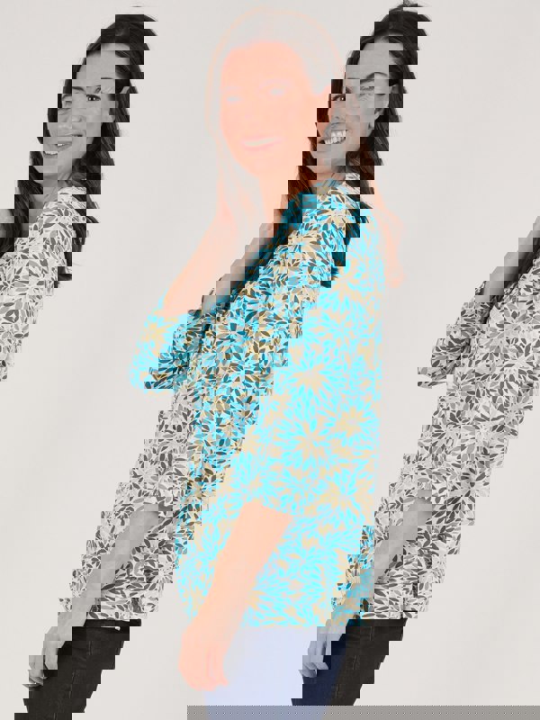 TIGI-Wear Splash Mosiac Ruched Neck Top