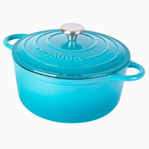 Sourdough By The Sea Large Dutch Oven Cast Iron Casserole Cooking Pot with Lid 4.7L for Sourdough Breadmaking