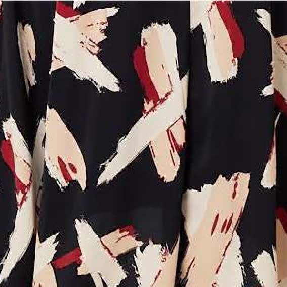 Black | Printed 1/2 Sleeve Midi Dress