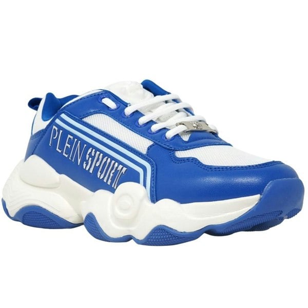 Plein Sport Bold Brand Logo Men's Sneakers - Blue & White