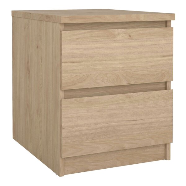 Wyld Haus Budapest Natural Oak Effect Wood Bedside Table 2 Drawers